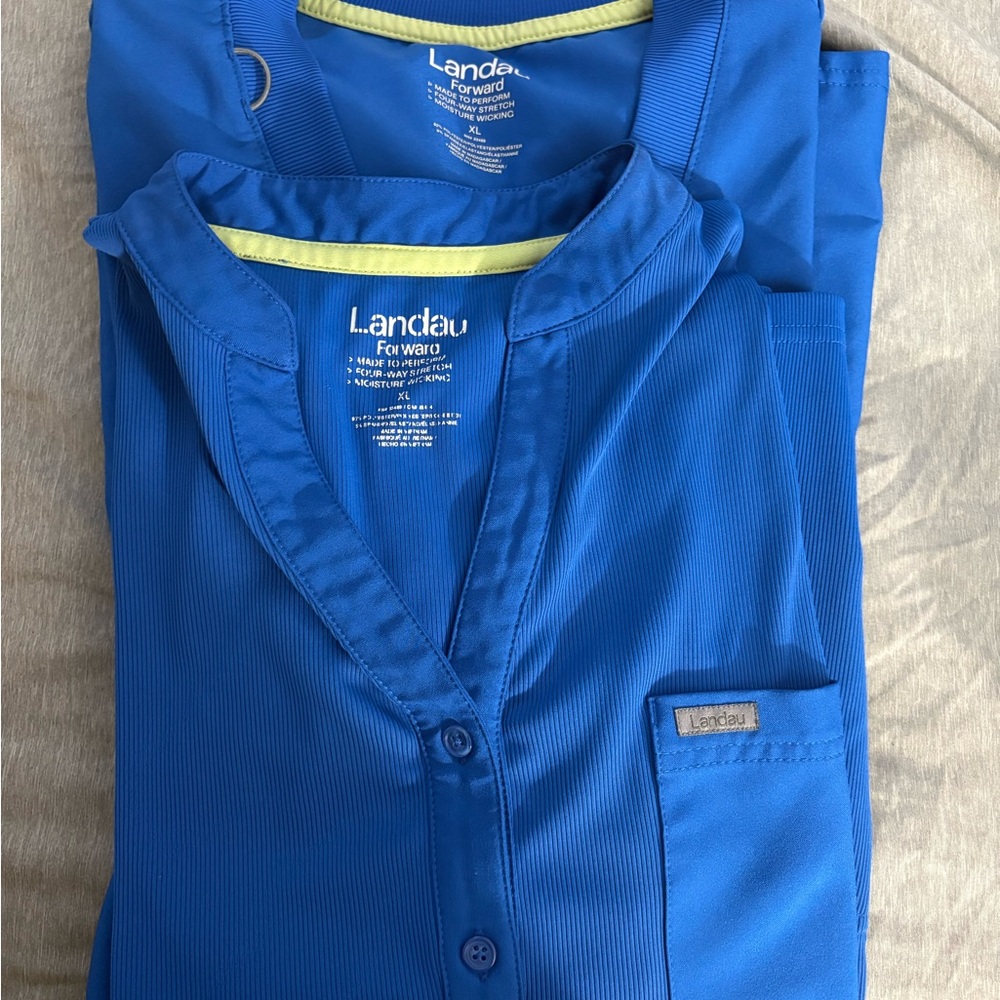 Royal Blue scrubs and Emory shirts and jackets different brands